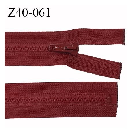 fermeture zip LAMPO longueur 40 cm couleur bordeaux séparable zip nylon largeur 3.4 cm largeur du zip moulé 6 mm