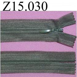 fermeture éclair longueur 15 cm couleur kaki non séparable invisible zip nylonl largeur 2.5 cm