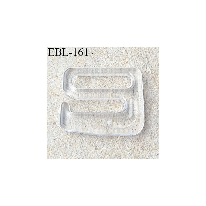 Crochet 10 mm pvc transparent  plastifié largeur intérieur de passage de bretelle 10 mm largeur extérieur 14 mm hauteur 11 mm