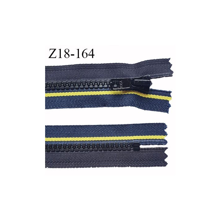 fermeture zip à glissière YKK longueur 18 cm couleur noir bleu et jaune non séparable zip nylon largeur 3,2 cm largeur zip 6 mm