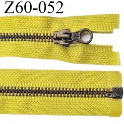 fermeture zip haut de gamme longueur 60 cm couleur jaune vert séparable largeur 3 cm glissière métal largeur 6 mm