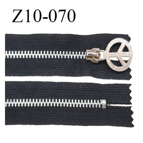 Fermeture zip 10 cm couleur noire séparable zip métal Peace&Love