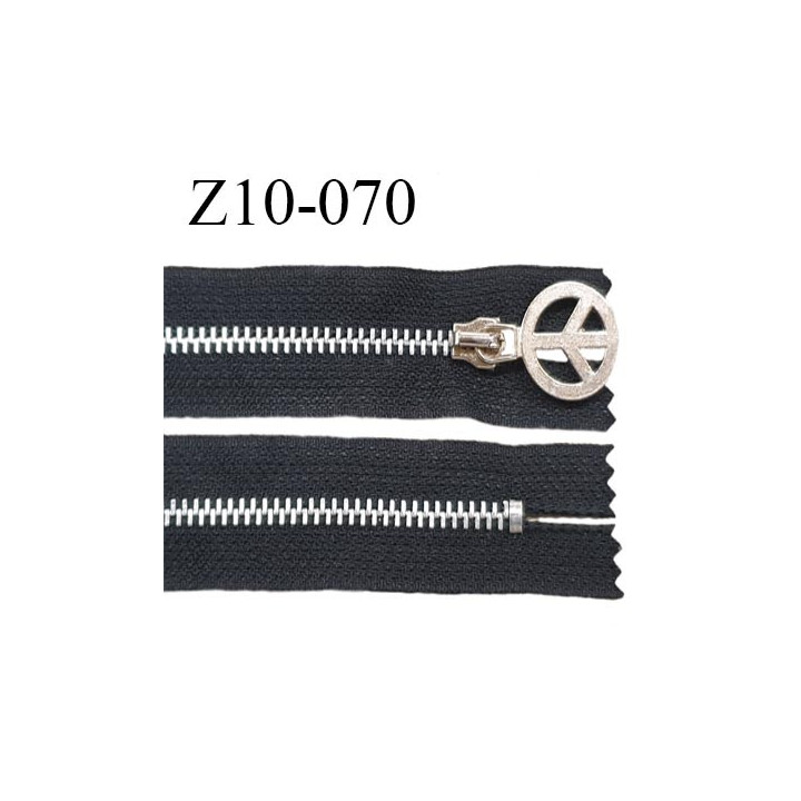 Fermeture zip 10 cm couleur noire séparable zip métal Peace&Love