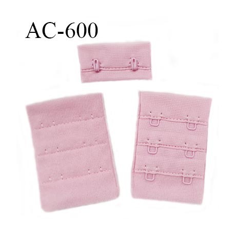 Agrafe attache 38 mm de soutien gorge 3 rangées 2 crochets largeur 38 mm hauteur 55 mm couleur rose fabriqué en Europe