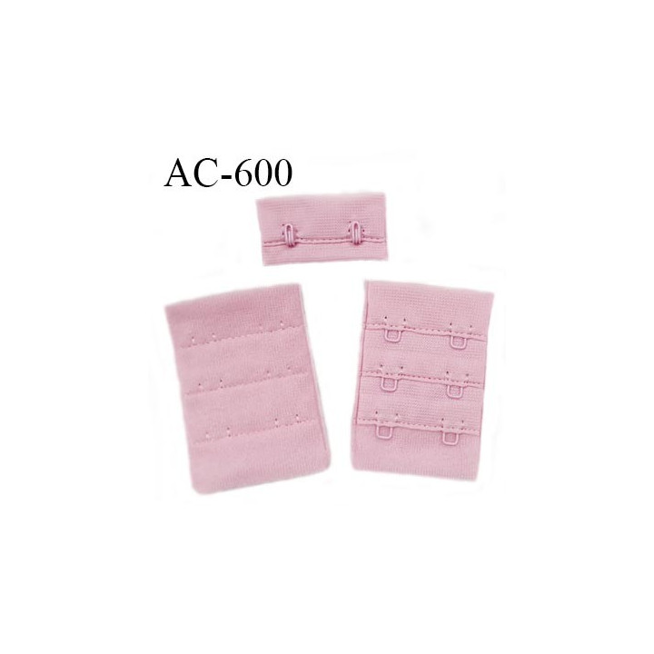 Agrafe attache 38 mm de soutien gorge 3 rangées 2 crochets largeur 38 mm hauteur 55 mm couleur rose fabriqué en Europe