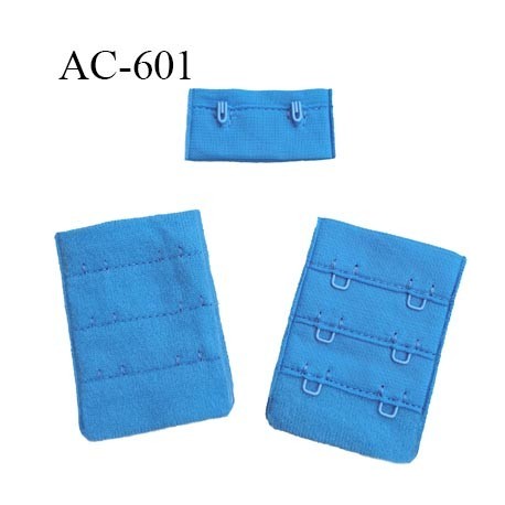 Agrafe attache 38 mm de soutien gorge 3 rangées 2 crochets largeur 38 mm hauteur 55 mm couleur bleu fabriqué en Europe