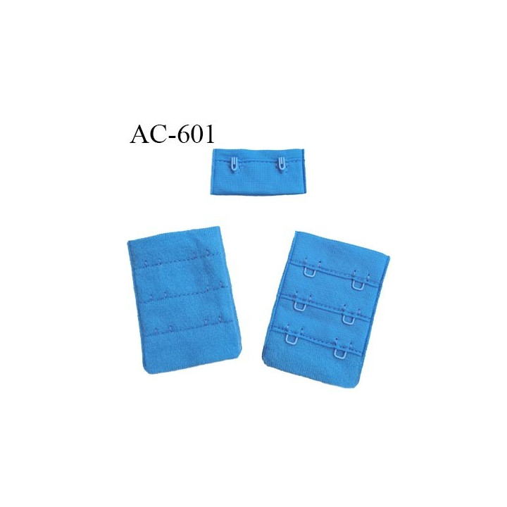 Agrafe attache 38 mm de soutien gorge 3 rangées 2 crochets largeur 38 mm hauteur 55 mm couleur bleu fabriqué en Europe