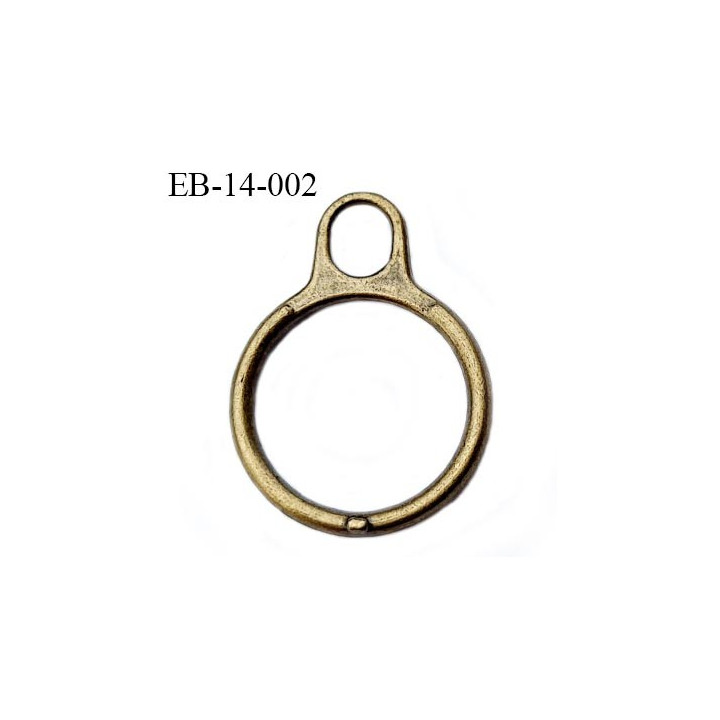 anneau tirette diamètre intérieur 14 mm couleur laiton hauteur 24 mm épaisseur 2 mm diamètre extérieur 18 mm