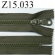 fermeture éclair longueur 15 cm couleur vert kaki non séparable zip nylon largeur 3.3 cm largeur du zip 5 mm