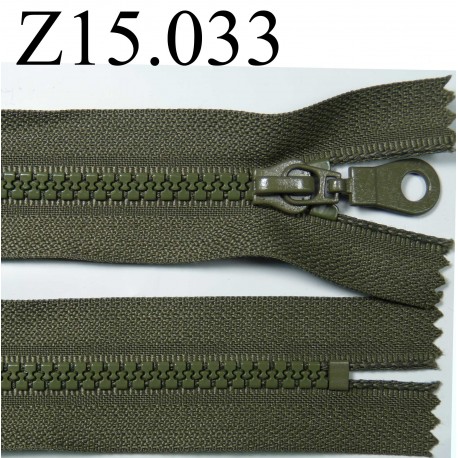 fermeture éclair longueur 15 cm couleur vert kaki non séparable zip nylon largeur 3.3 cm largeur du zip 5 mm