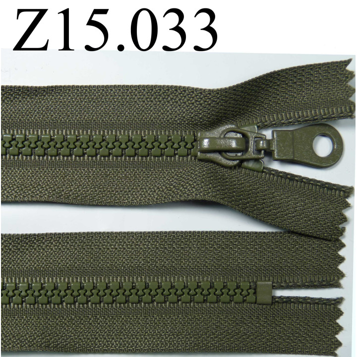 fermeture éclair longueur 15 cm couleur vert kaki  non séparable zip nylon largeur 3.3 cm largeur du zip 5 mm