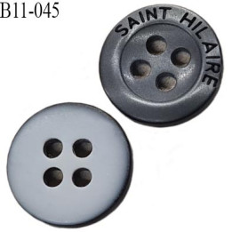 bouton 11 mm  pvc très haut de gamme st hilaire bouton de grande marque couleur anthracite et gris clair 4 trous 11 millimètres