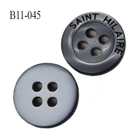 bouton 11 mm pvc très haut de gamme st hilaire bouton de grande marque couleur anthracite et gris clair 4 trous 11 millimètres