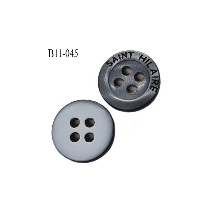 bouton 11 mm  pvc très haut de gamme st hilaire bouton de grande marque couleur anthracite et gris clair 4 trous 11 millimètres
