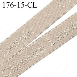 élastique de marque Christian Lacroix inscription en surpiquage couleur marron glacé largeur 15 mm prix au mètre