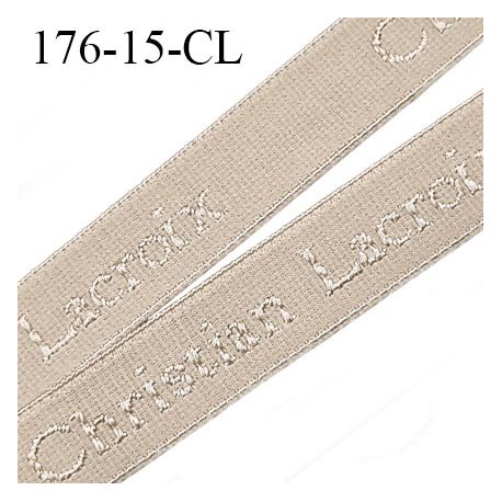 élastique de marque Christian Lacroix inscription en surpiquage couleur marron glacé largeur 15 mm prix au mètre