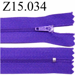fermeture éclair longueur 15 cm couleur violet non séparable  zip nylon largeur 2.5 cm