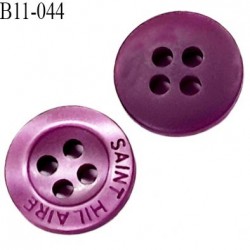 bouton 11 mm pvc très haut de gamme st hilaire bouton de grande marque couleur violet 4 trous diamètre 11 millimètres