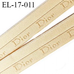 élastique 17 mm pré plié couleur chair clair inscription Dior haut de gamme très doux largeur 17 mm très joli prix au mètre