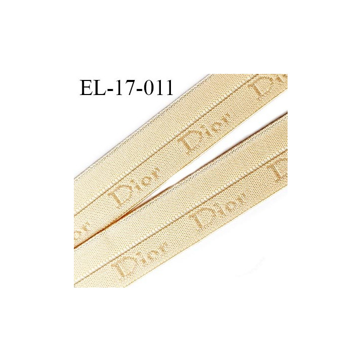 élastique 17 mm pré plié couleur chair clair inscription Dior haut de gamme très doux largeur 17 mm très joli prix au mètre