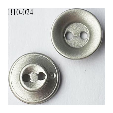 bouton haut de gamme diamètre 10 mm couleur gris argenté effet métal 2 trous