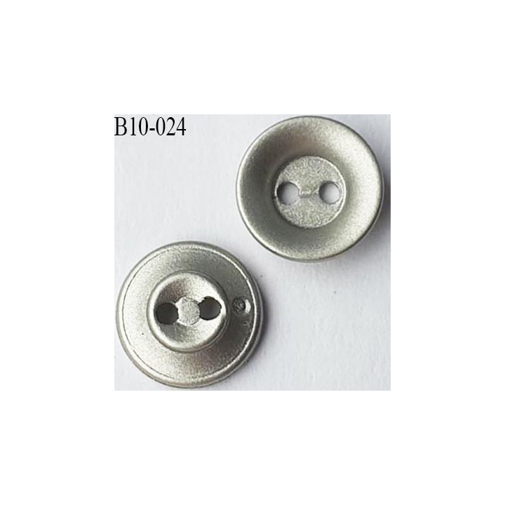 bouton haut de gamme diamètre 10 mm couleur gris argenté effet métal 2 trous
