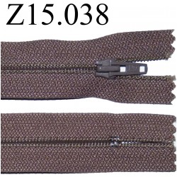 fermeture éclair longueur 15 cm couleur marron non séparable  zip nylon largeur 2.5 cm
