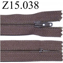 fermeture zip à glissière longueur 15 cm couleur marron non séparable zip nylon largeur 2.5 cm