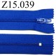 fermeture éclair longueur 15 cm couleur bleu non séparable zip nylon largeur 2.5 cm