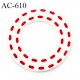 Anneau pvc 41 mm pour lingerie ou autre couleur blanc brillant pointillé rouge diamètre extérieur 41 mm intérieur 24 mm