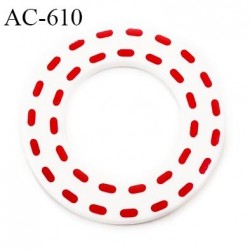 Anneau pvc 41 mm pour lingerie ou autre couleur blanc brillant pointillé rouge diamètre extérieur 41 mm intérieur 24 mm