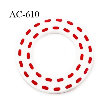 Anneau pvc 41 mm pour lingerie ou autre couleur blanc brillant pointillé rouge diamètre extérieur 41 mm intérieur 24 mm