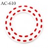 Anneau pvc 41 mm pour lingerie ou autre couleur blanc brillant pointillé rouge diamètre extérieur 41 mm intérieur 24 mm