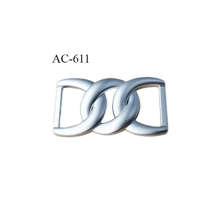 boucle l05 mm plastique PVC  couleur argent largeur 105 mm hauteur 60 mm passage intérieur 40 mm