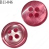 bouton 11 mm pvc très haut gamme couleur rose brillant nacré 4 trous épaisseur 3.5 mm diamètre 11 millimètres