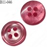 Bouton 11 mm pvc très haut gamme couleur rose brillant nacré 4 trous épaisseur 3.5 mm diamètre 11 millimètres