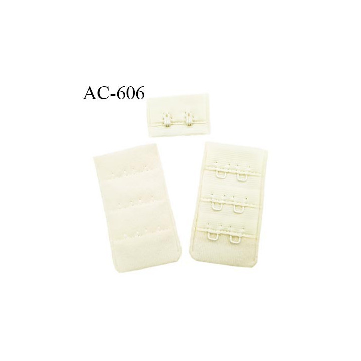 Agrafe attache 30 mm  de soutien gorge 3 rangées 2 crochets largeur 30 mm hauteur 55 mm couleur vanille fabriqué en Europe