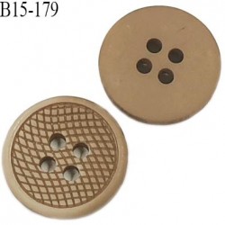 Bouton 15 mm pvc très haut de gamme couleur beige marbré 4 trous diamètre 15 mm