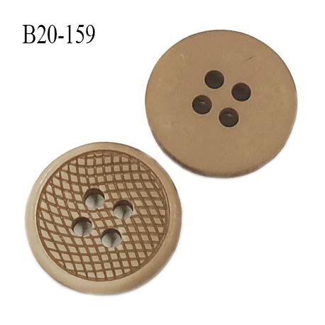 bouton 20 mm couleur beige marbré 4 trous diamètre 20 mm