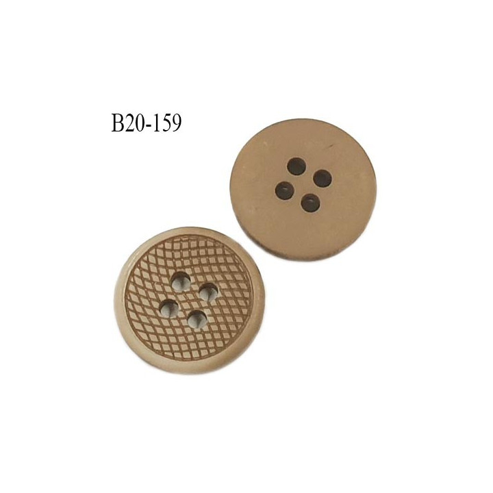 bouton 20 mm couleur beige marbré 4 trous diamètre 20 mm