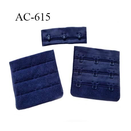 Agrafe attache 55 mm de soutien gorge 3 rangés 3 crochets largeur 51 mm hauteur 53 mm couleur bleu marine