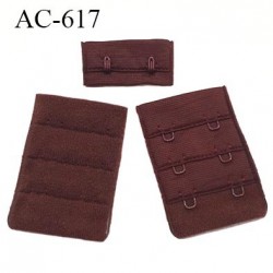 Agrafe attache 38 mm rallonge extension de soutien gorge 2 crochets longueur 55 mm couleur chocolat