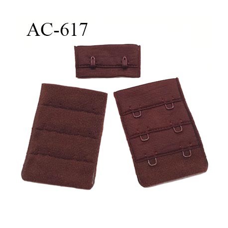 Agrafe attache 38 mm rallonge extension de soutien gorge 2 crochets longueur 55 mm couleur chocolat