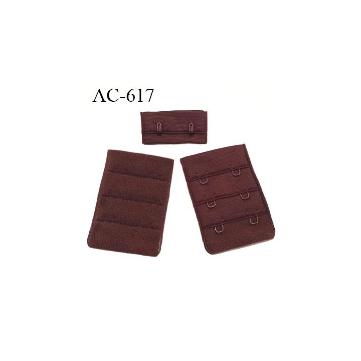 Agrafe attache 38 mm rallonge extension de soutien gorge 2 crochets longueur 55 mm couleur chocolat