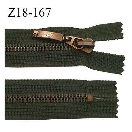 fermeture zip très haut de gamme RIRI superbe longueur 18 cm couleur vert non séparable largeur 30 mm glissière laiton 6 mm