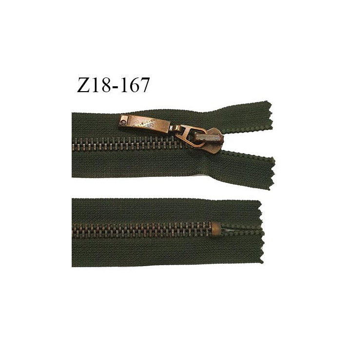 fermeture zip très haut de gamme RIRI superbe longueur 18 cm couleur vert non séparable largeur 30 mm glissière laiton 6 mm