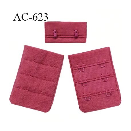 Agrafe attache 38 mm rallonge extension de soutien gorge 2 crochets largeur 38 mm couleur géranium réglable sur 3 niveaux