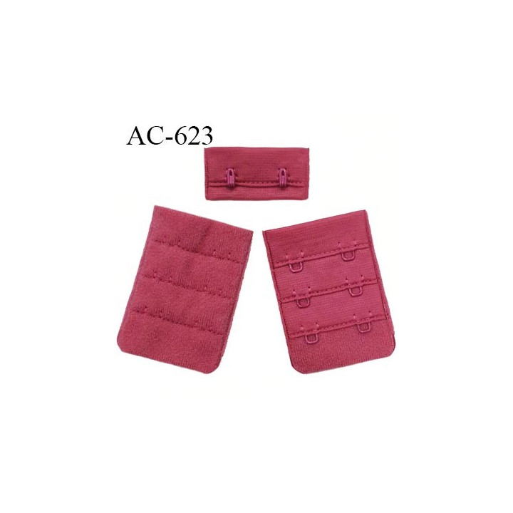 Agrafe attache 38 mm rallonge extension de soutien gorge 2 crochets largeur 38 mm couleur géranium réglable sur 3 niveaux