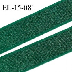 Elastique 16 mm bretelle et lingerie couleur vert bouteille brillant fabrication France largeur 16 mm prix au mètre