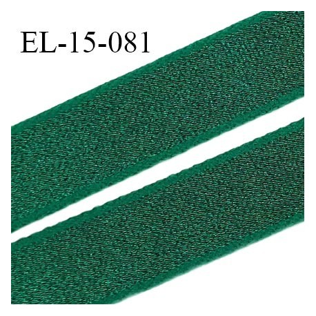 Elastique 16 mm bretelle et lingerie couleur vert bouteille brillant fabrication France largeur 16 mm prix au mètre